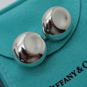 Tiffany & Co. Peretti Sterling Silver Thumbprint Round Button Clip on Earrings